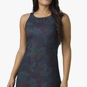 prAna Skypath dress S Deep Pine Dots (jewel tones) NWT